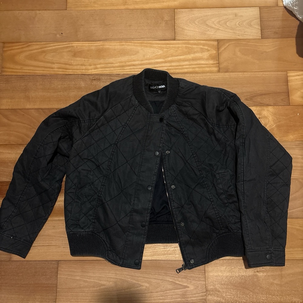 Forever 21 Black Quilted Bomber Jacket